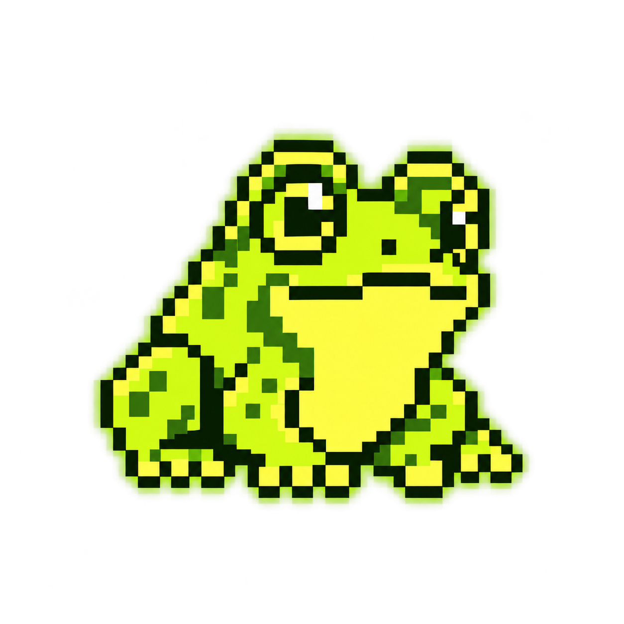 HOP OUT pixel frog jumping toward the exit